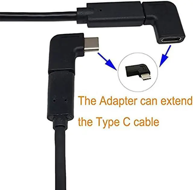 Alt view image 6 of 7 - C Angle Adapter 2 Pack 90 Degree C Type C Male to Female Adapter Right Left Angled C 31 TypeC Extension for Laptop Tablet C 90 Deg LeftRight Black