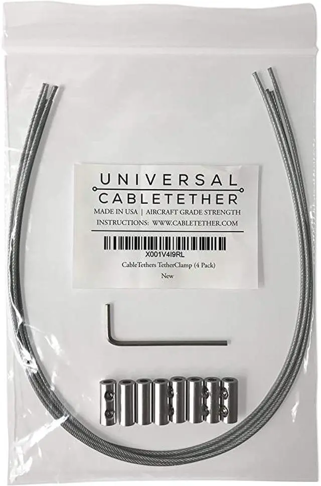 Alt view image 2 of 5 - TetherClamp 4 Pack Heavy Duty Reusable Adjustable Cable Tether Secure Conference Room Computer Display Adapters and Mac Adapters