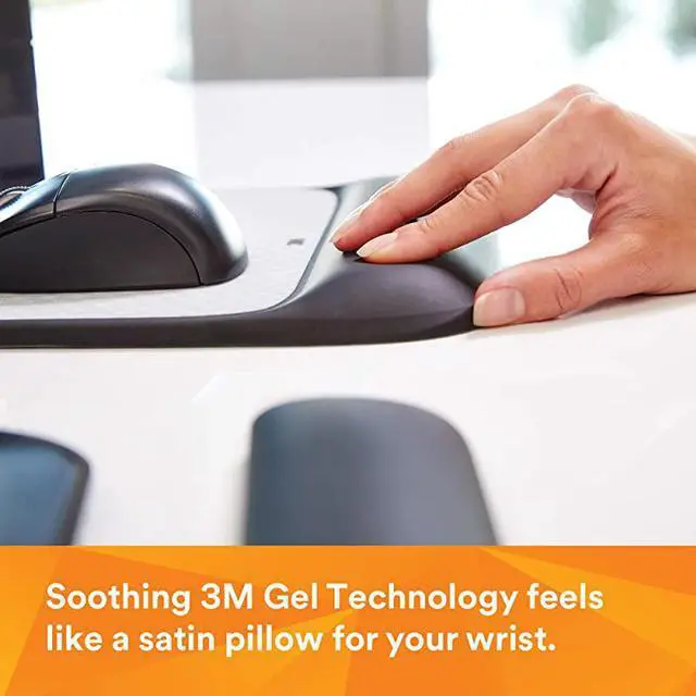 Alt view image 3 of 7 - Precise Mouse Pad with Gel Wrist Rest Soothing  Gel Technology and Satin Smooth Cover for All Day Comfort Optical Mouse Performance and Battery Saving Design MW85B