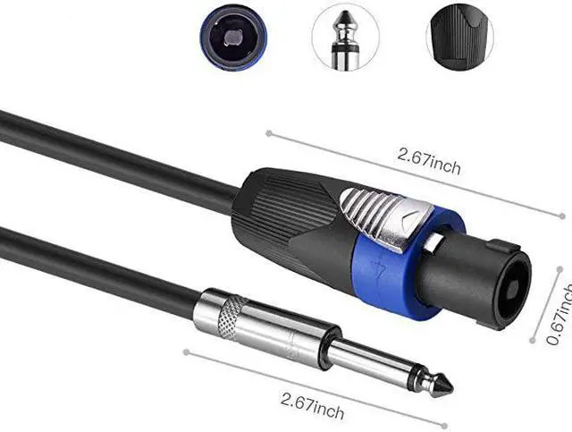 Alt view image 3 of 6 - Pro 50 Feet Speakon to 14 Speaker Cable 50 ft 12 Gauge Speakon to 14 Male Inch Audio Amplifier Connection Heavy Duty Cord Single