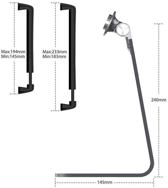 Alt view image 5 of 7 - Tablet Holder Stand Compatible 2020 iPad Pro 360° Rotatable Aluminum Alloy Desktop Holder Tablet Stand Compatible Samsung Galaxy Tab ProS iPad Pro105 97quot 129 iPad Air Surface Pro4 Gray