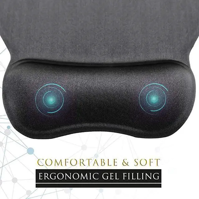 Alt view image 2 of 6 - Ergonomic Mouse Pad with Wrist Support Gel Mouse Pad with Wrist Rest, Comfortable Computer Mouse Pad for Laptop, Pain Relief Mousepad with Non-slip PU Base for Office & Home, 9.4 x 8.1 in, Black