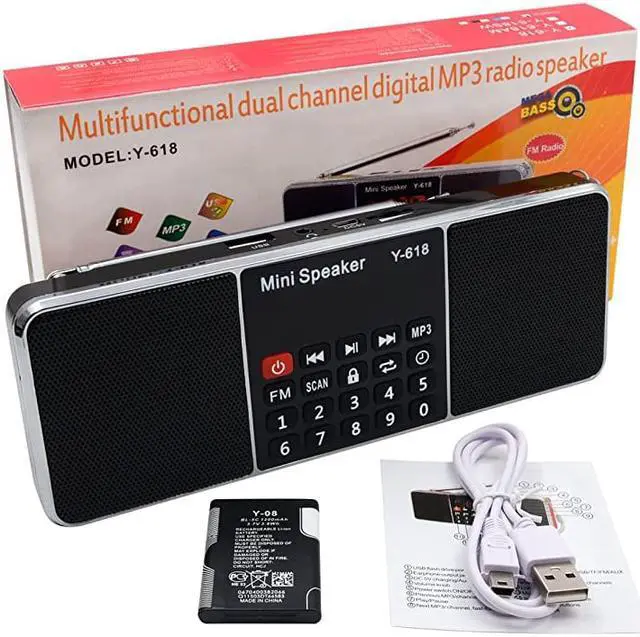 Alt view image 7 of 7 - Multifunction Digital FM Radio Media Speaker MP3 Music Player Support TF Card USB Drive with LED Screen Display and Setting Timing Shutdown Function Black