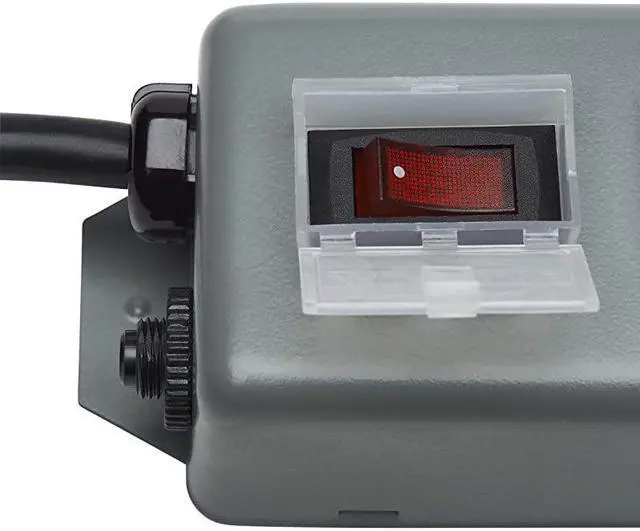 Alt view image 6 of 7 - LITE UL603CB6 Waber Industrial Power Strip 4 Outlet 6 Cord Locking Switch CoverBlack