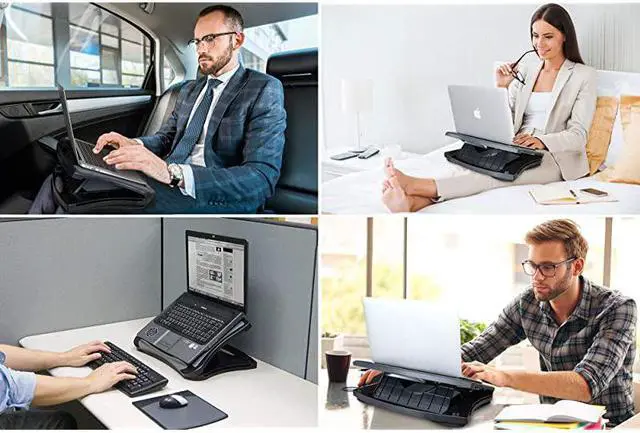 Alt view image 6 of 7 - Laptop Lap Pad Laptop Stand with Attached Mouse Pad Cushion and USB Cooling Fan NonSlip Heat Shield Tablet Computer Stand for Sturdy Work Station for Home Office Bed Sofa Couch and Car