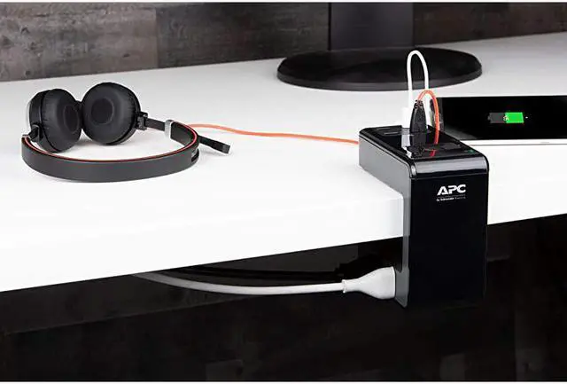 Alt view image 3 of 7 - Desk Mount Power Station PE6U4 UShaped Surge Protector with USB Ports 4 Desk Clamp 6 Outlet 1080 Joules Black