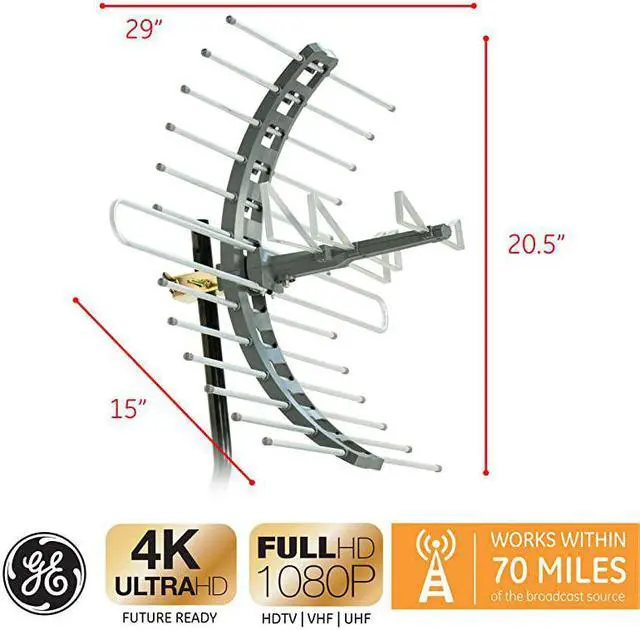 Alt view image 2 of 7 - Pro Attic Mount TV Antenna Outdoor Attic Long Ran Antenna Digital HDTV Antenna 4K 1080P VHF UHF Compact Design 29884