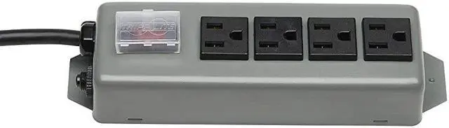 Alt view image 3 of 7 - LITE UL603CB6 Waber Industrial Power Strip 4 Outlet 6 Cord Locking Switch CoverBlack