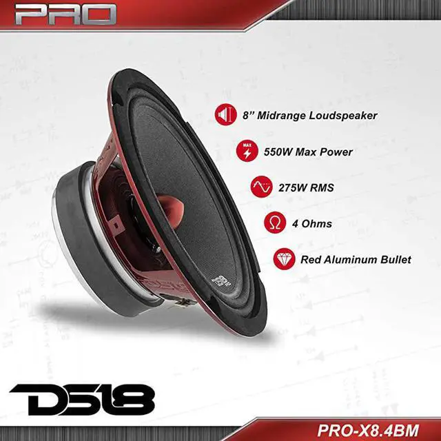Alt view image 2 of 6 - PROX84BM Loudspeaker 8 Midrange Red Aluminum Bullet 550W Max 275W RMS 4 Ohms Premium Quality Audio Door Speakers for Car or Truck Stereo Sound System 1 Speaker