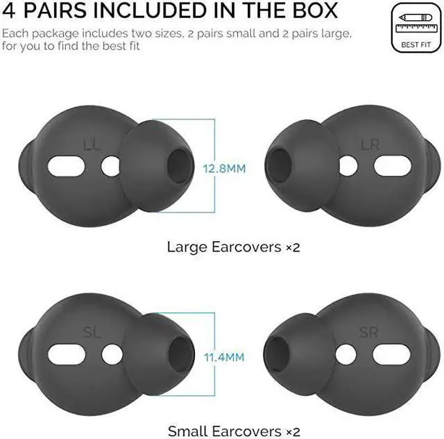 Alt view image 2 of 7 - 4 Pairs AirPods Ear Tips Silicone Earbuds CoverNot Fit in The Charging Case Compatible with Apple AirPodsAirPods 2 EarPods 2 Pair Large 2 Pairs Small Black