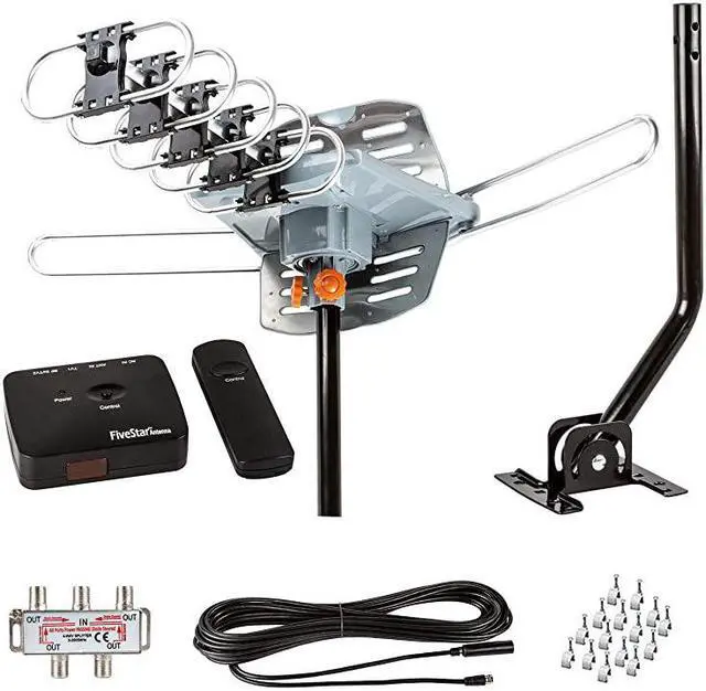 Main image of HDTV Antenna Digital Outdoor Antenna 150 Miles Range360 Degree Rotation Wireless RemoteSnapOn Installation Support 5 TVs with Installation kit and Mounting Pole