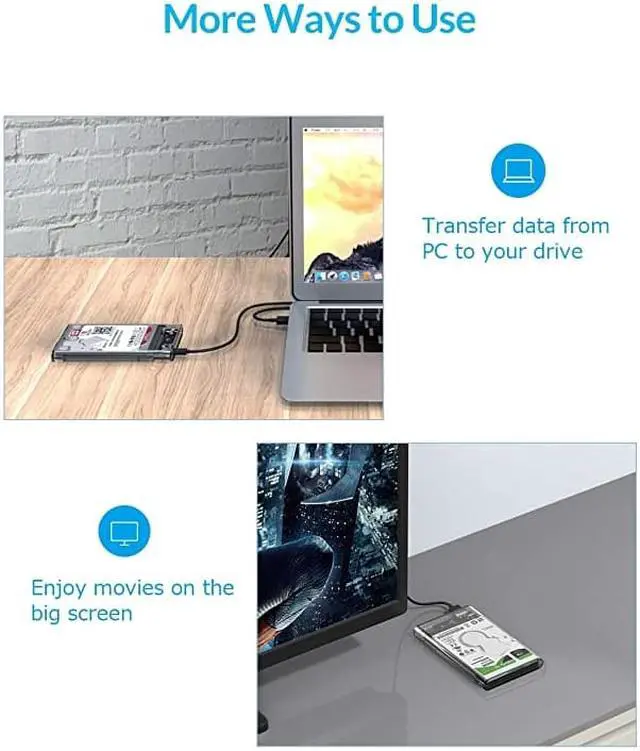 Alt view image 6 of 7 - 25 USB 3 External Hard Drive Enclosure USB30 to SATA Portable Clear Hard Disk Case for 25 inch 7mm 95mm SATA HDD SSD Support UASP SATA III Max 4TB ToolFree Design Clear