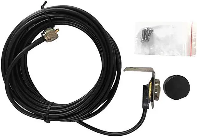 Main image of RB100N Heavy Duty Universal 34 NMO Drill and Bracket Mount Kit Includes 20 of RG58AU Cable with a PL259 Connector Includes Rain Cap