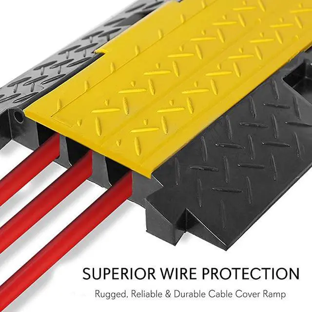 Alt view image 6 of 7 - Durable Ramp Supports 33000lbs Three Channel Heavy Duty Cord Protection wFlipOpen Top Cover 354 x 136 x 196 Cable Concealer for Indoor Outdoor Use PCBLCO105