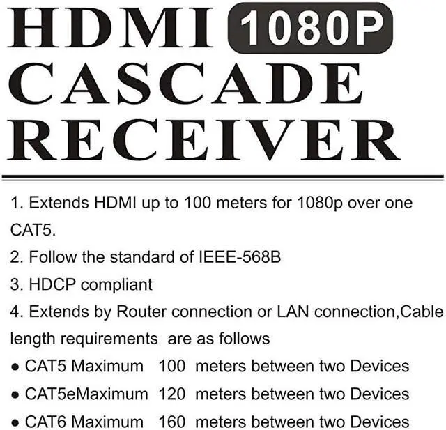 Alt view image 6 of 7 - HDMI Extender 120m Over TCP IP Rj45 Cat5 Cat5e Cat6 Cat6e UTP STP Ethernet LAN Switch Network Support 400ft 1080P Black HSV373 A Pair
