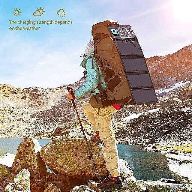 Alt view image 6 of 7 - 28W Solar Charger with Digital Ammeter 2USB5V4A Max Overall Portable Waterproof Solar Panels Phone Charger Compatible with iPhone 11XsXRX8 iPad Samsung Galaxy LG Google Pixel etc