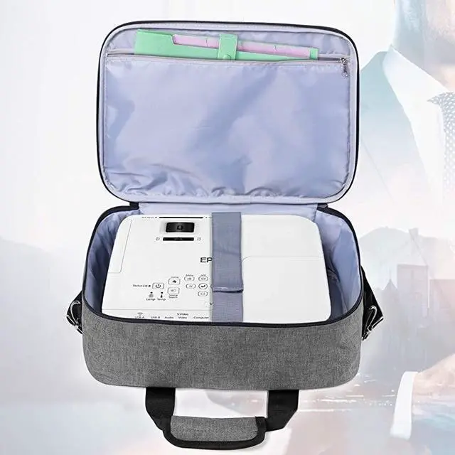 Alt view image 3 of 7 - Projector CaseProjector Bag with Accessories Storage Pockets Compatible with Most Major ProjectorsMedium1375 x 105 x 45 Inches Gray