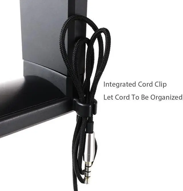 Alt view image 3 of 7 - Gaming Headset Headphone Hook Holder Hanger Mount Headphones Stand with Adjustable Rotating Arm Clamp Under Desk Design Universal Fit Built in Cable Clip Organizer EURPMASK