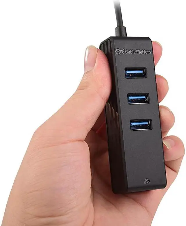 Alt view image 7 of 7 - 3 Port USB C Hub with Ethernet USB C to Ethernet Hub Thunderbolt 3 Port Compatible with MacBook Pro Dell XPS 13 15 HP Spectre x360 Surface Pro Lenovo Yoga 910 and More