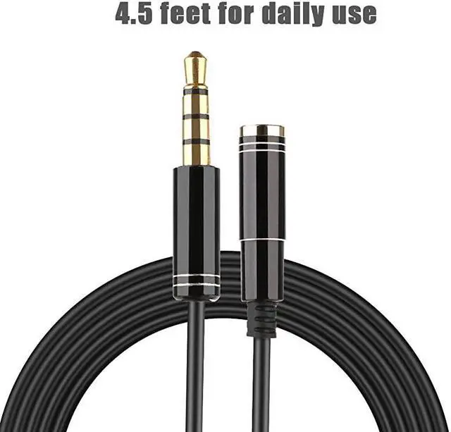 Alt view image 2 of 6 - 35mm 4 Poles Headphone Extension Cable 5ft15m 35mm Male to Female Stereo Jack Audio Cable Headset Extension Cord Slim Aux Cable for EarphoneMicrophoneSpeakersPhonesiPadTabletsPCs
