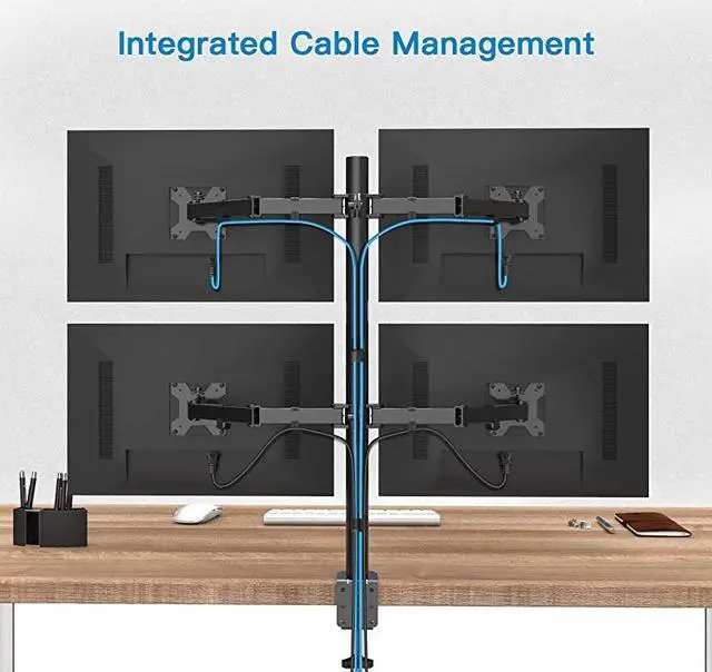 Alt view image 6 of 7 - Quad Computer Monitor Mount Heavy Duty LCD Computer 4 Monitor Stand with Full Articulation Fits Four Screens up to 27 Inches Each Arm Holds up to 176lbs VESA 75x75100x100mm by
