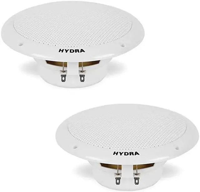 Alt view image 3 of 5 - 65 Inch Dual Marine Speakers 2 Way Waterproof and Weather Resistant Outdoor Audio Stereo Sound System with 400 Watt Power Polyprone Cone and Butyl Rubber Surround 1 Pair PLMR605W White