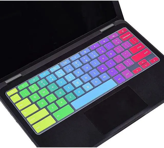 Alt view image 7 of 7 - Keyboard Cover for Dell 11.6 Chromebook 3100 / Dell Chromebook 11 3120 3180 3181 3189 5190 P22T 11.6" / Dell Chromebook 13 3380 13.3" Protective Skin, Dell Chromebook Accessories, Rainbow