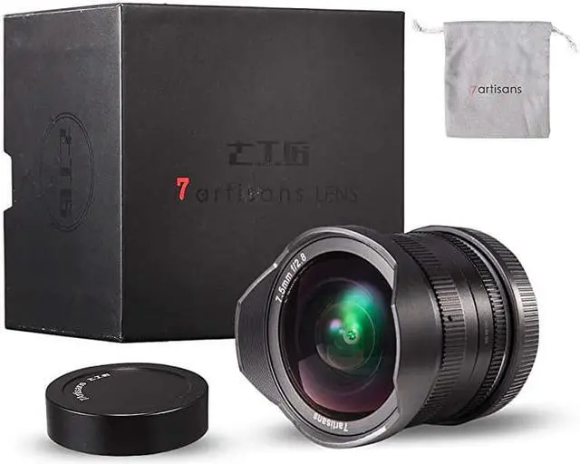 Alt view image 6 of 6 - 75mm F28 APSC Fisheye Fixed Lens for Sony Emount Cameras with Protective Lens Cap Lens Hood and Carrying Bag Black