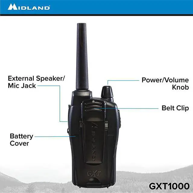 Alt view image 4 of 7 - GXT1000VP4 50 Channel GMRS TwoWay Radio Up to 36 Mile Range Walkie Talkie 142 Privacy Codes Waterproof NOAA Weather Scan + Alert Pair Pack BlackSilver