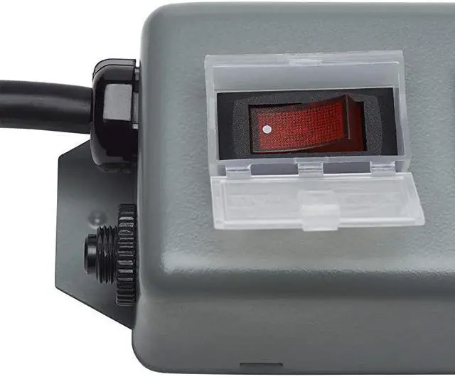 Alt view image 7 of 7 - LITE UL603CB6 Waber Industrial Power Strip 4 Outlet 6 Cord Locking Switch CoverBlack