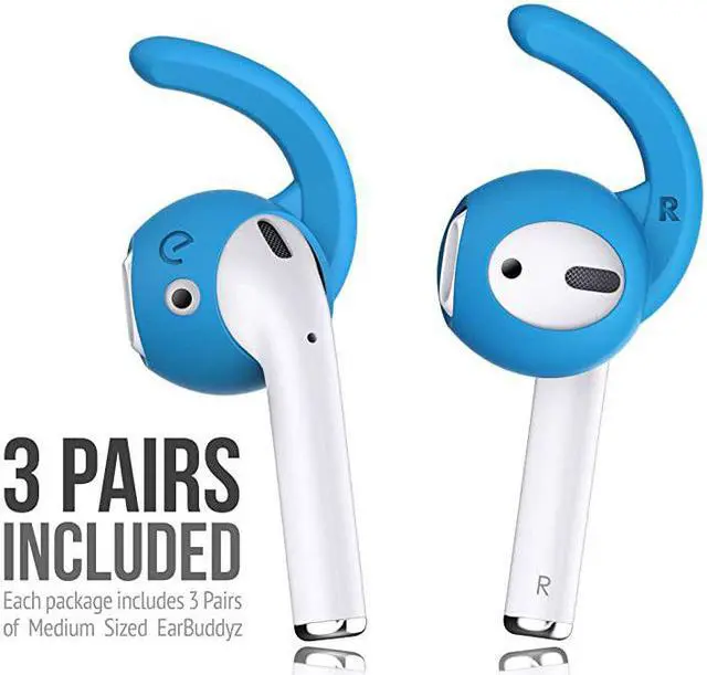 Alt view image 6 of 7 - 20 Ear Hooks and Covers Accessories Compatible with Apple AirPods 1 amp 2 or EarPods HeadphonesEarphonesEarbuds 3 Pairs Sky Blue