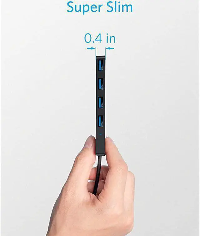 Alt view image 5 of 7 - 4-Port USB 3.0 Hub, Ultra-Slim Data USB Hub with 2 ft Extended Cable [Charging Not Supported], for MacBook, Mac Pro, Mac mini, iMac, Surface Pro, XPS, PC, Flash Drive, Mobile HDD
