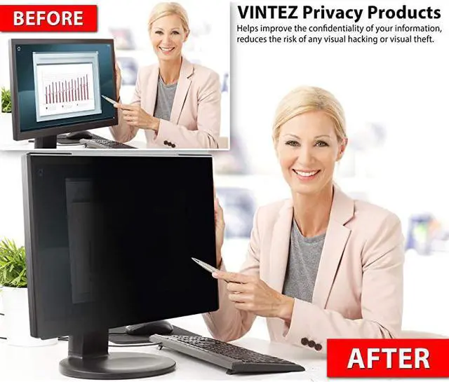 Alt view image 4 of 7 - 24 Inch High Clarity Computer Privacy Screen Filter for Widescreen Computer Monitors 212 x 134 540 x 340mm Monitor Frame Hanging Type