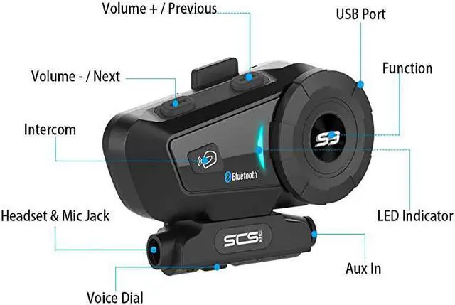 Alt view image 2 of 6 - Bluetooth Headset Motorcycle Intercom SCS ETC S9 2019 Intercom Motorcycle Communication System Wireless Headphone with Noise Cancellation Up to 6 Riders for Motorbike Skiing