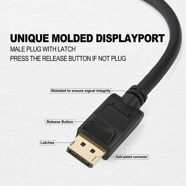 Alt view image 3 of 6 - 2Pack DisplayPort to DisplayPort Cable 6 Feet Gold Plated DP to DP Cable Support 4K Resolution 183M Black