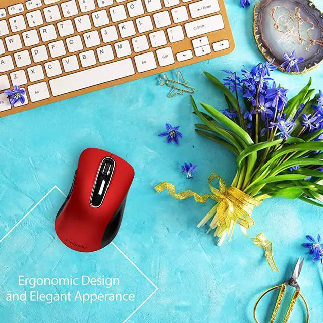 Alt view image 6 of 7 - 24G Wireless Mouse Portable Mobile Optical Cordless Mouse with USB Receiver 1000 DPI Ergonomic Computer Wireless Mouse for Laptop Notebook PC MacBook 5 Buttons Red