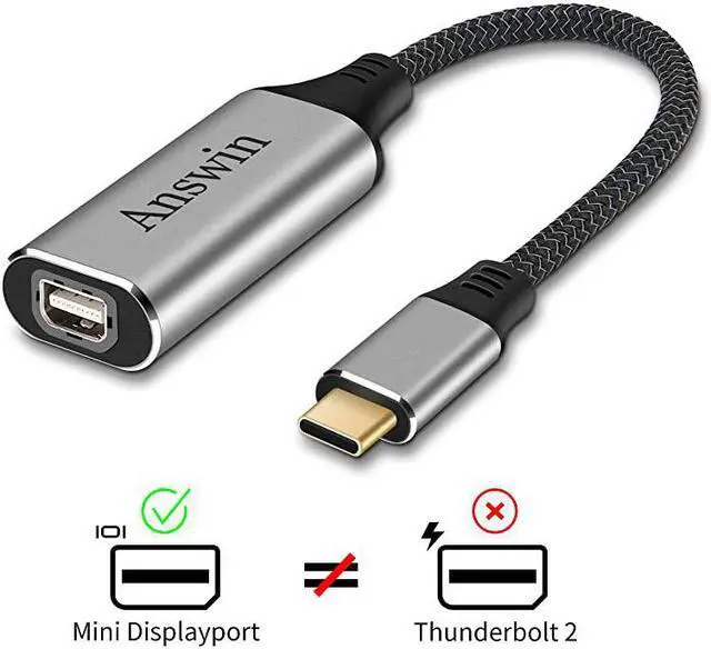 Main image of USB C to Mini Displayport 4K60Hz  USBCThunderbolt 3 to Mini Displayport Adapter for New MacBook New MacBook Air MacBook Pro 20162020 Galaxy S20 and More USB TypeC DevicesGrey