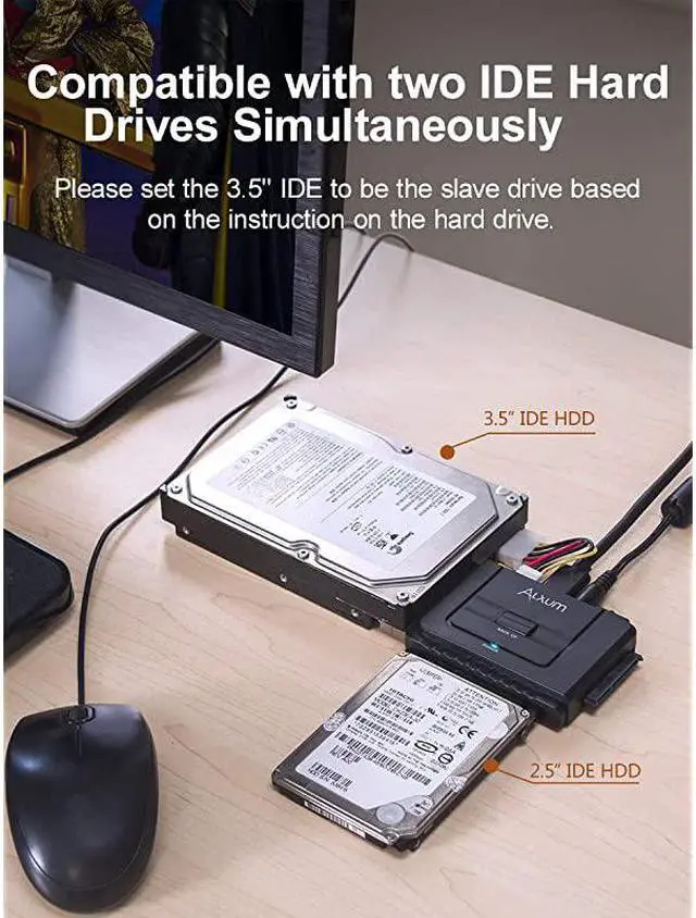 Alt view image 5 of 7 - USB 30 to IDE SATA Converter for Universal 25 amp 35 inches SATA HDD SDD amp IDE HDD Drives Support One Touch Backup Function Hard Drive Adapter with 12V 2A Power Adapter and USB 30 Cable