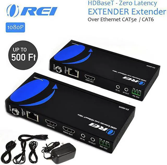 Alt view image 4 of 4 - HDBaseT HDMI Extender over Cat5e6 Ethernet LAN cable Up to 500 Feet IR HDMI Loopout RS232 PoC HDMI Balun EX500IR
