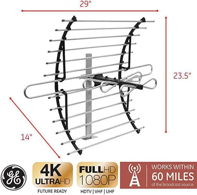 Alt view image 2 of 7 - Pro Attic Mount TV Antenna Attic Long Ran Antenna Directional Antenna Digital HDTV Antenna 4K 1080P VHF UHF Compact Design Mounting Pole Included 33692