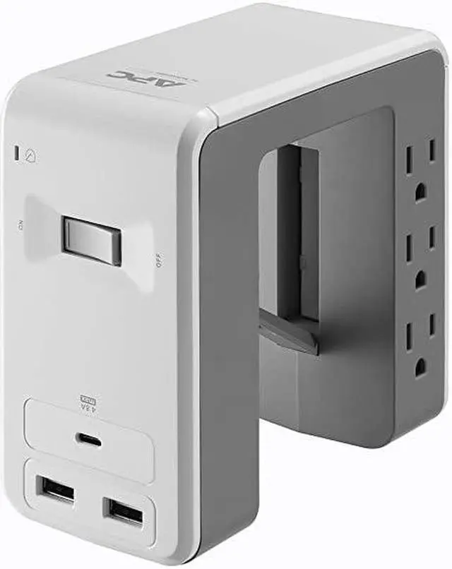 Main image of Desk Mount Power Station PE6U21W UShaped Surge Protector with USB Ports 3 Desk Clamp 6 Outlet 1080 Joules