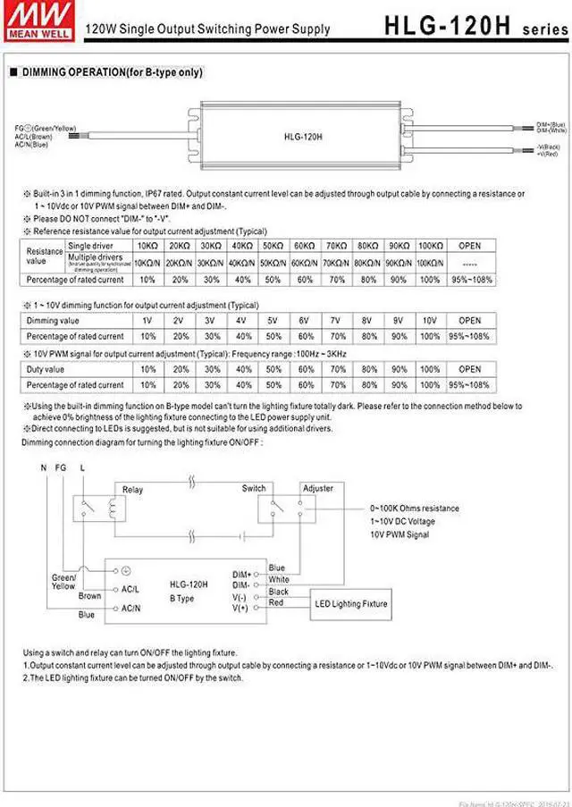 Alt view image 6 of 7 - LED Driver Single Output Switching Power Supply 120 Watt 48V 25A A Model 120 Watt HLG120H48A