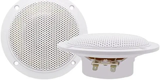 Main image of 4 Inches  Waterproof Marine Ceiling Speakers with 160 Watts Power Handling for Kitchen Bathroom Boat Car RV Camper Motorcycle Cloth Surround and Low Profile Design 1 Pair White