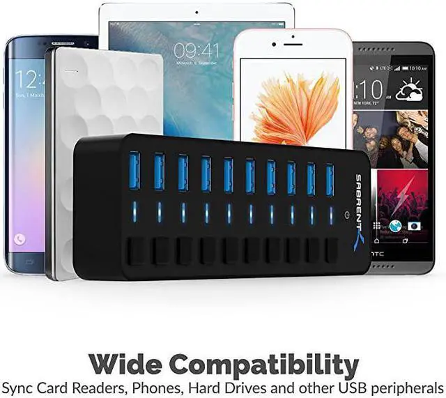 Alt view image 4 of 7 - 10Port 60W USB 30 Hub with Individual Power Switches and LEDs Includes 60W 12V5A Power Adapter HBBU10