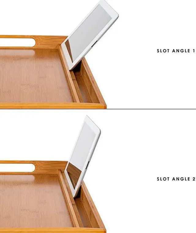 Alt view image 3 of 7 - Media Bed Tray with Phone Holder Fits up to 173 Inch Laptops and Most Tablets Natural Bamboo Style No 78107