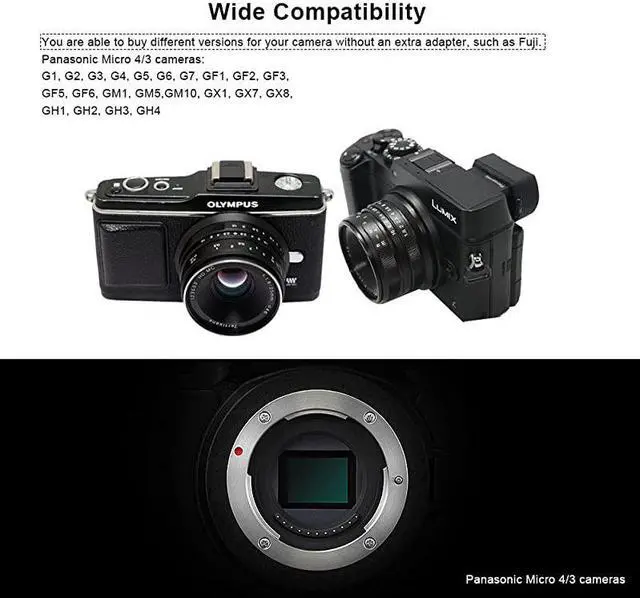 Alt view image 6 of 7 - 25mm F18 APSC Large Aperture Manual Focus Fixed Lens for Olympus and Panasonic Micro Four Thirds MFT M43 Cameras Black