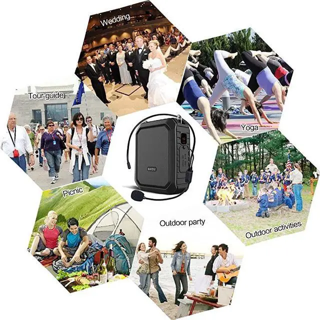 Alt view image 6 of 7 - Amplifier with Wired Headset Mic 18W Portable Bluetooth Speaker Megaphone Waterproof IPX5 Loudspeaker Recording Power Bank for Outdoor Activities Parties Teaching Meeting Training etc