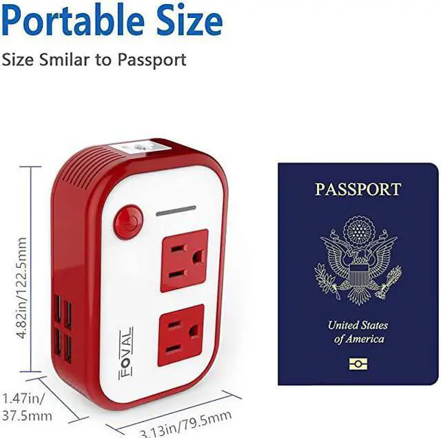 Alt view image 3 of 4 - Power Step Down 220V to 110V Voltage Converter with 4Port USB International Power Travel Adapter in UK European Italy Asia More Than 150 Countries Over The WorldRed