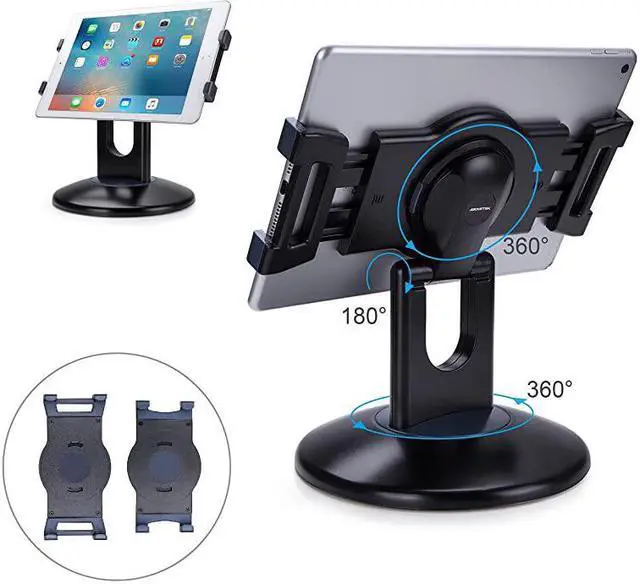 Main image of Retail Kiosk iPad Stand 360° Rotating Commercial Tablet Stand 6135 iPad Mini Pro Business Tablet Holder Swivel Design for Store POS Office Showcase Reception Kitchen Desktop Black