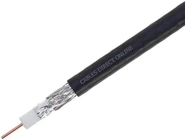 Alt view image 2 of 4 - 500ft Dual Shield Coaxial Cable 18 AWG Copper Clad Steel Conductor Foam PE Core 60 aluminum braid PVC Jacket Reel in Box 500FT Black